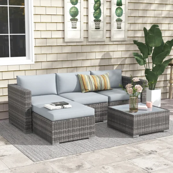 Abler Wicker 3 - Person Modular Patio Conversation Sets with Cushions - Image 4
