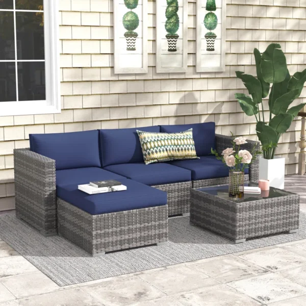 Abler Wicker 3 - Person Modular Patio Conversation Sets with Cushions - Image 2