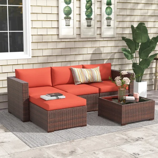 Abler Wicker 3 - Person Modular Patio Conversation Sets with Cushions